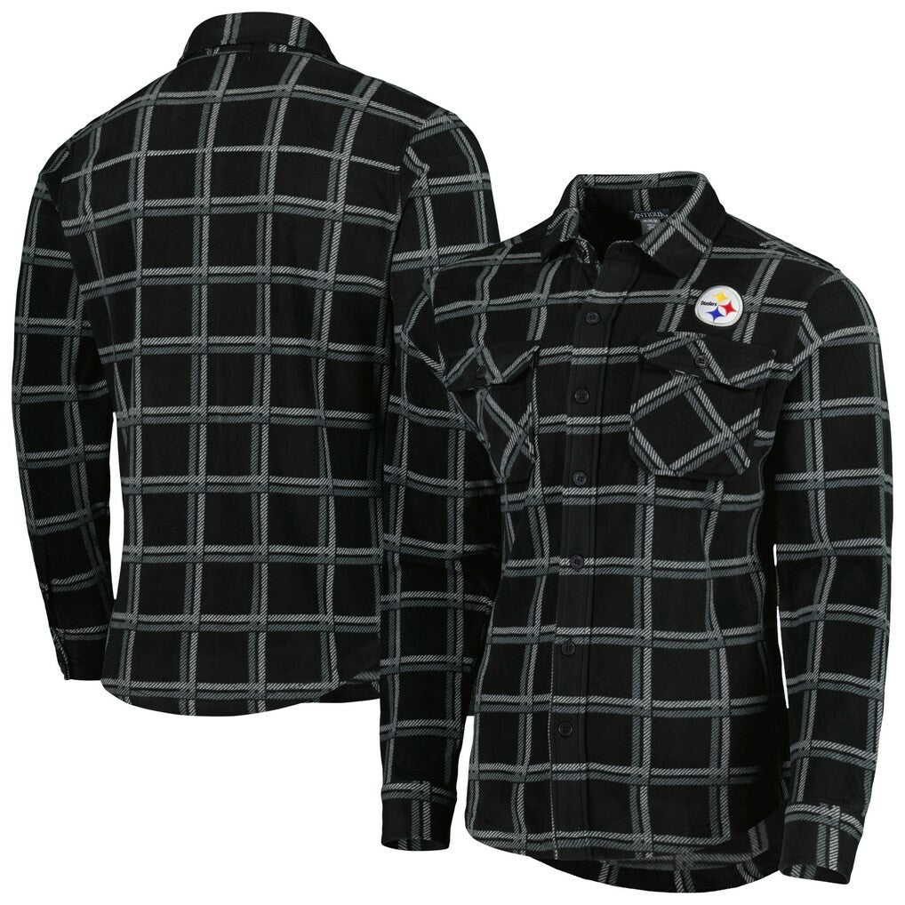 Antigua Industry Flannel Button-Up Shirt Jacket - Pittsburgh Steelers