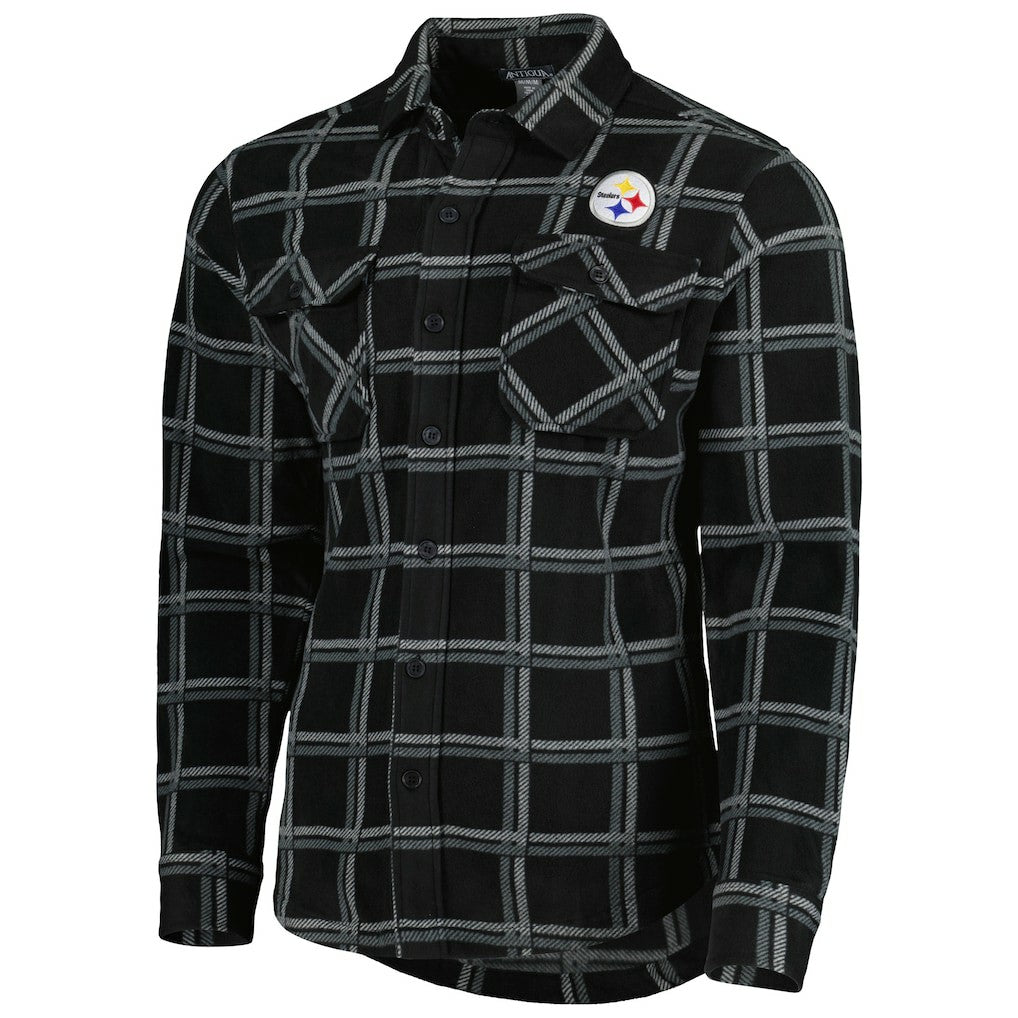 Antigua Industry Flannel Button-Up Shirt Jacket - Pittsburgh Steelers