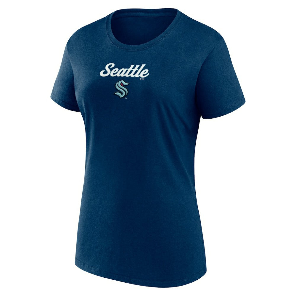 NHL Navy/Gray Seattle Kraken Fanatics Women's Script T-Shirt & Shorts Set