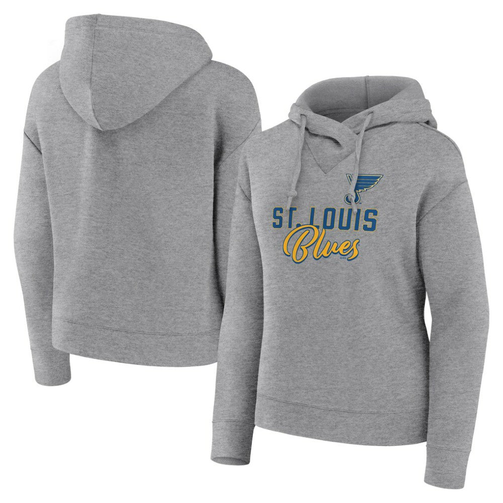 NHL Heather Gray St. Louis Blues Fanatics Women's Script Favorite Pullover Hoodie