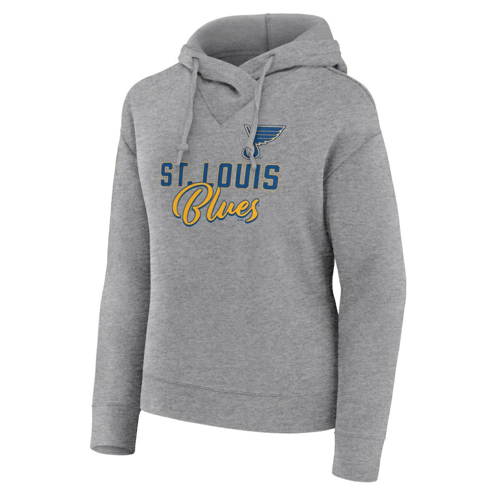NHL Heather Gray St. Louis Blues Fanatics Women's Script Favorite Pullover Hoodie