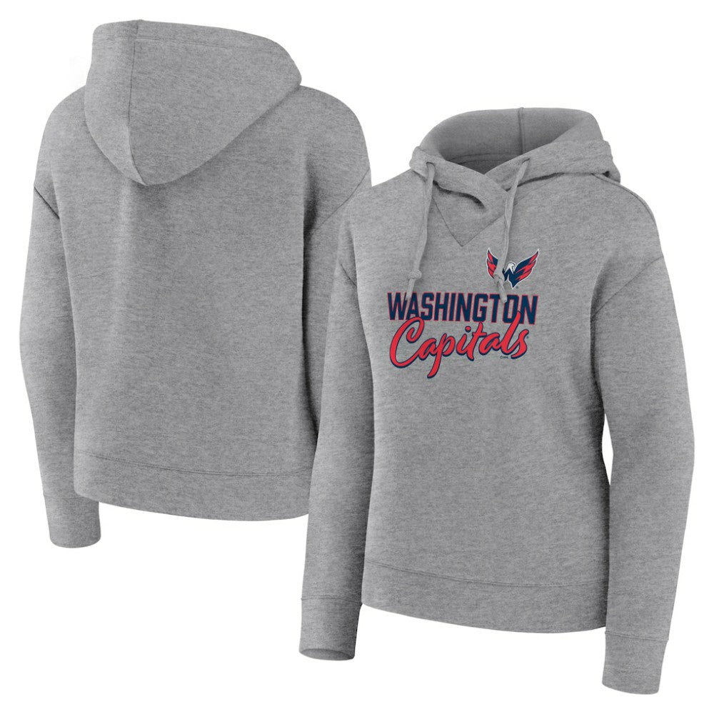 NHL Heather Gray Washington Capitals Fanatics Women's Script Favorite Pullover Hoodie