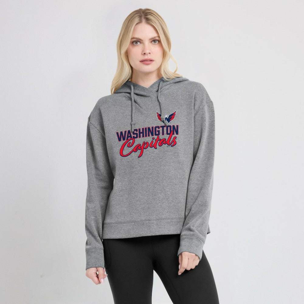 NHL Heather Gray Washington Capitals Fanatics Women's Script Favorite Pullover Hoodie