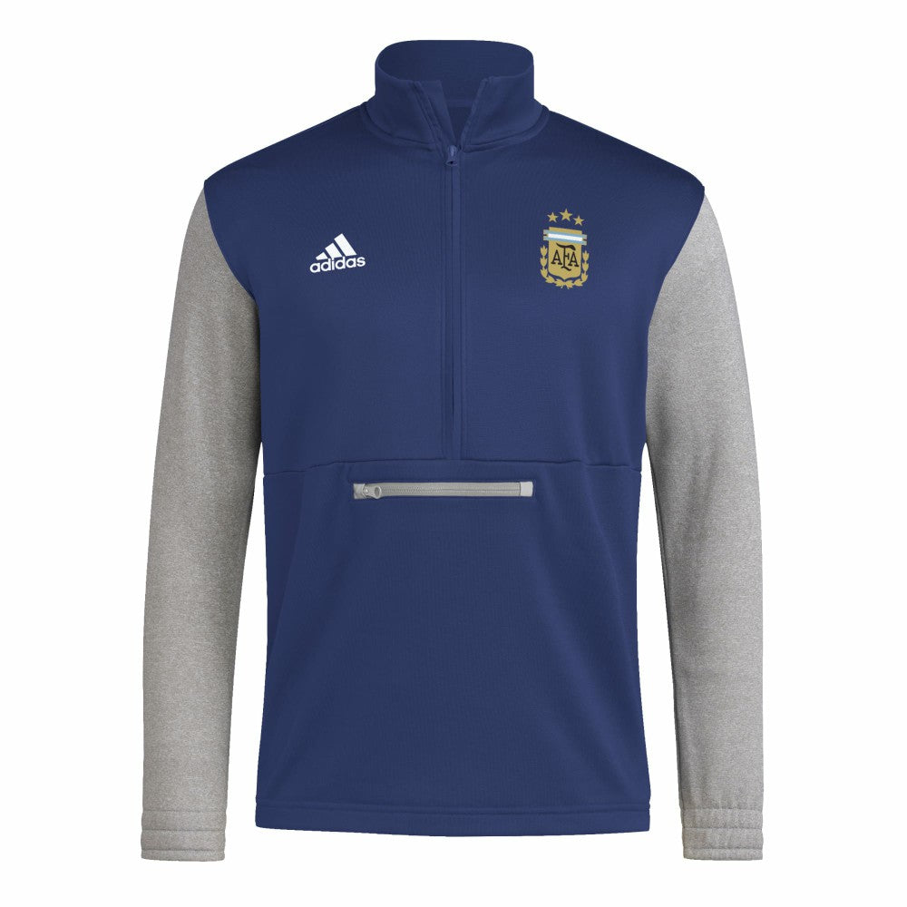 Argentina National Team Crest Long Sleeve Half-Zip Top - Adidas Navy