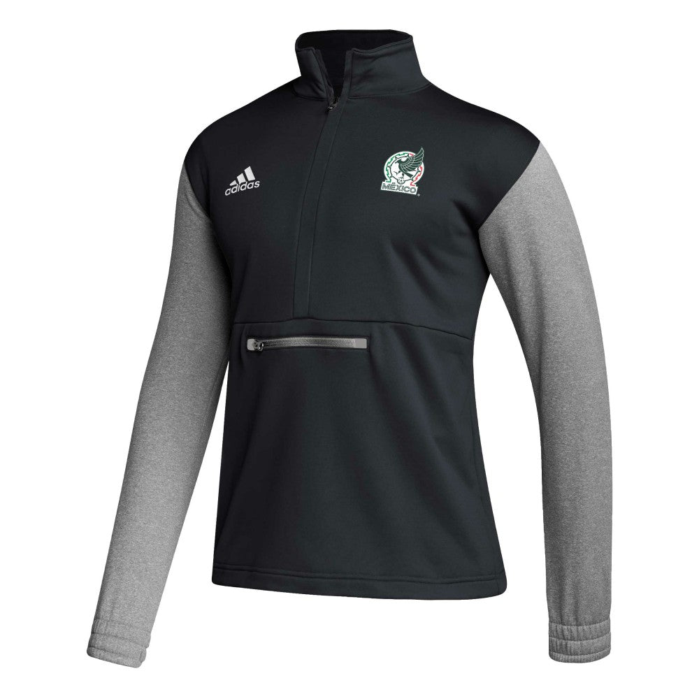 Mexico National Team Crest Long Sleeve Half-Zip Top - Adidas Black