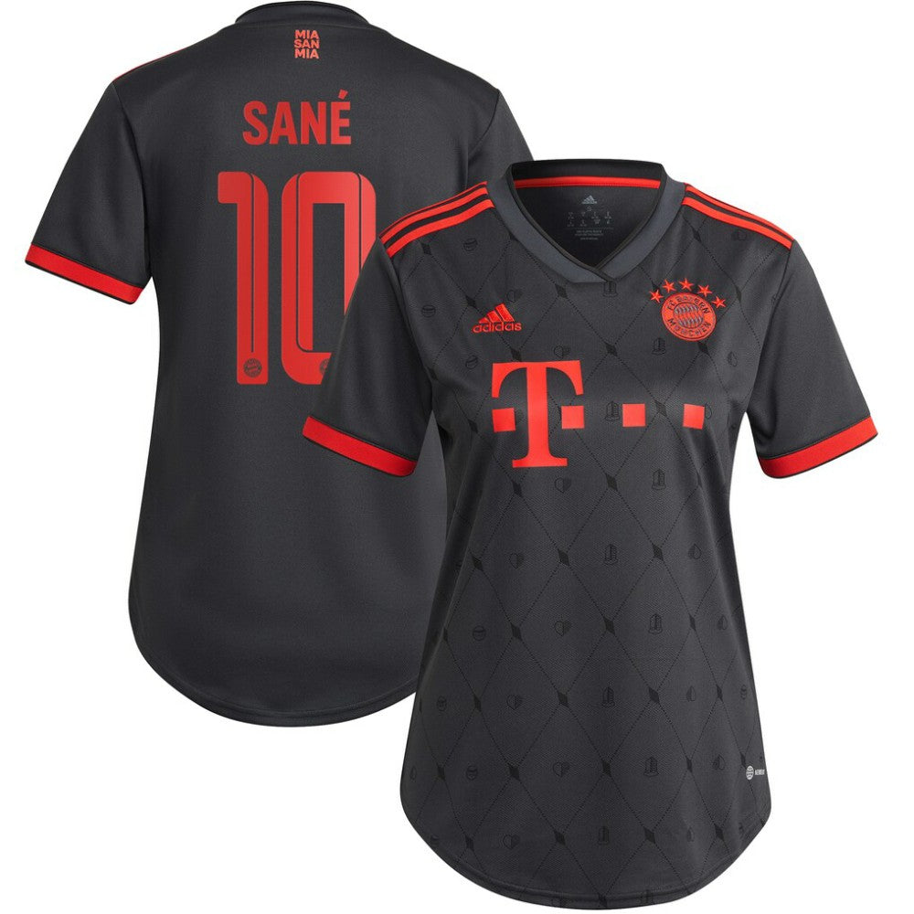 Leroy Sané Bayern Munich Women's 2022/23 Third Replica Player Jersey - Adidas Charcoal