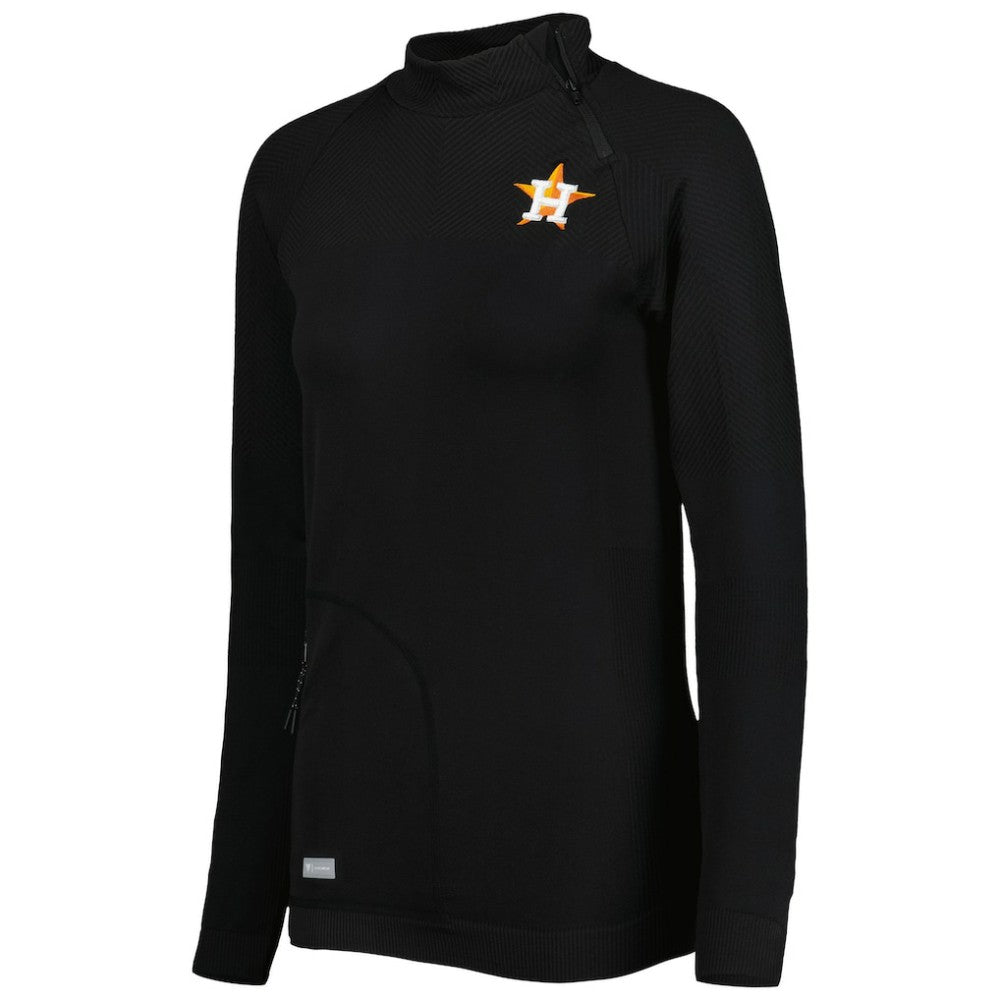 MLB Houston Astros Levelwear Women's Verse Asymmetrical Raglan Tri-Blend Quarter-Zip Jacket