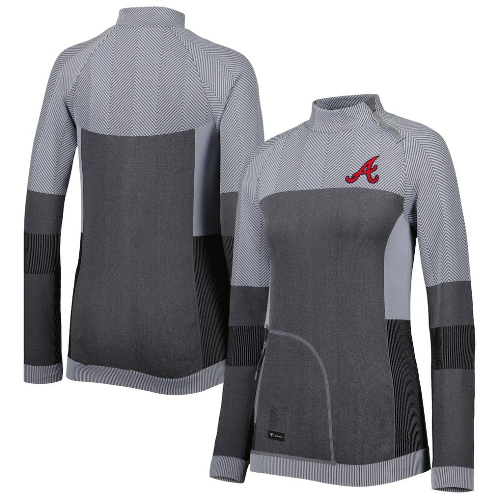 MLB Atlanta Braves Levelwear Women's Verse Asymmetrical Raglan Tri-Blend Quarter-Zip Jacket