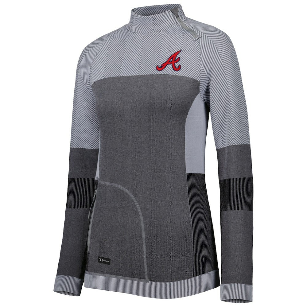MLB Atlanta Braves Levelwear Women's Verse Asymmetrical Raglan Tri-Blend Quarter-Zip Jacket