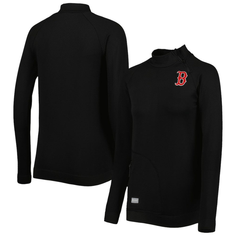 MLB Boston Red Sox Levelwear Women's Verse Asymmetrical Raglan Tri-Blend Quarter-Zip Jacket