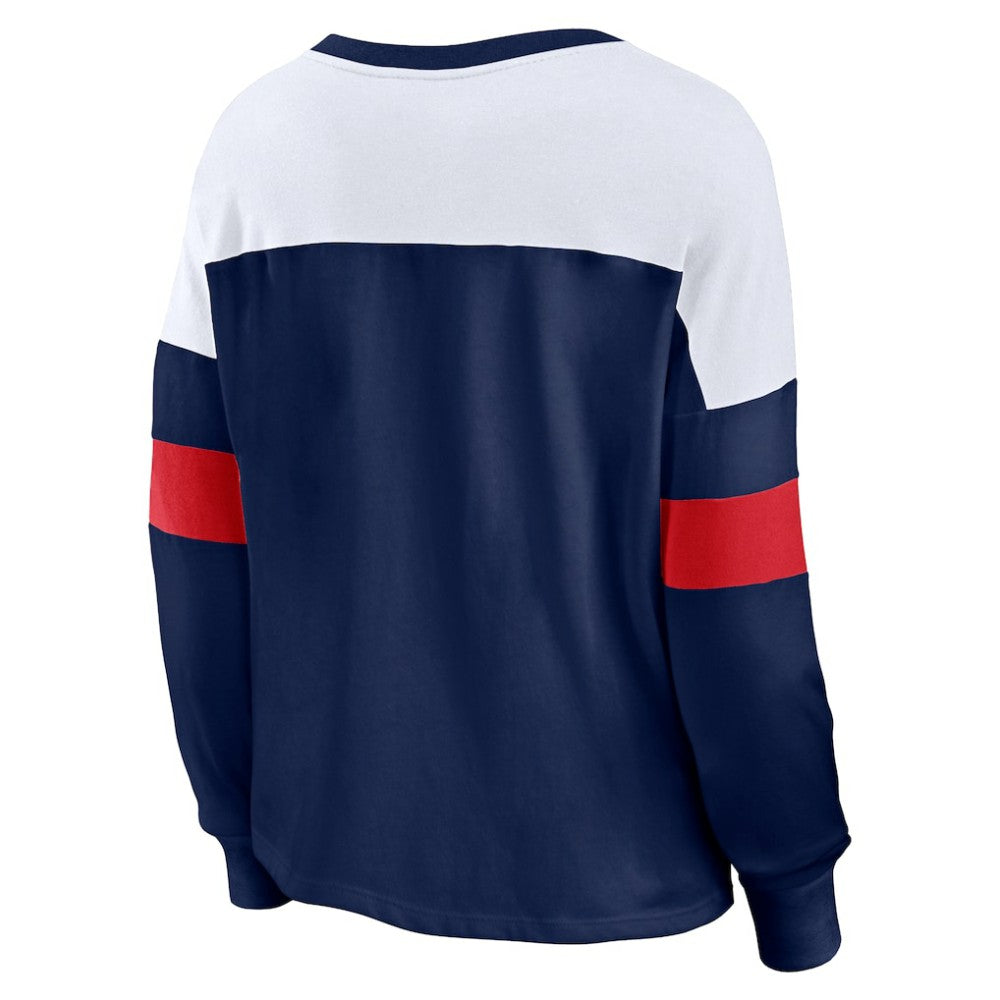 MLB Boston Red Sox Fanatics Women's Even Match Lace-Up Long Sleeve V-Neck T-Shirt