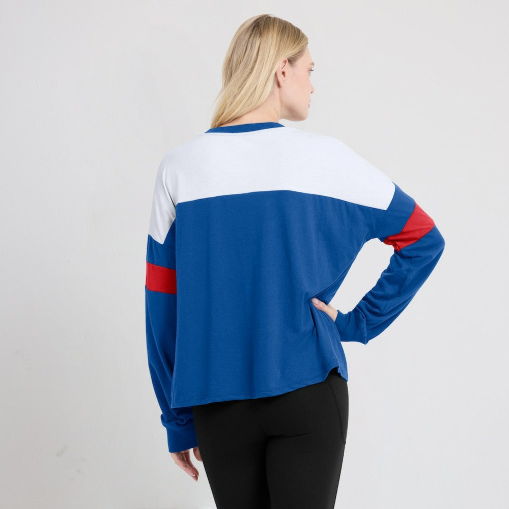 MLB Chicago Cubs Fanatics Women's Even Match Lace-Up Long Sleeve V-Neck T-Shirt