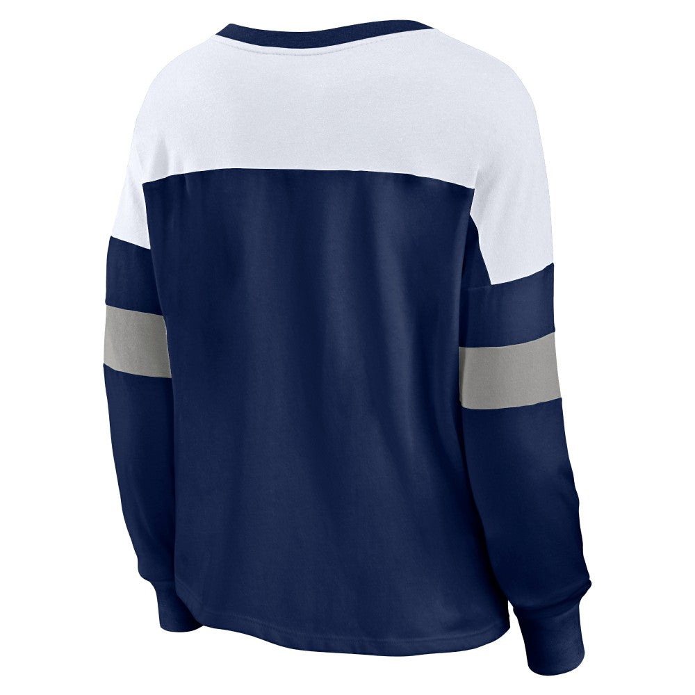 MLB Milwaukee Brewers Fanatics Women's Even Match Lace-Up Long Sleeve V-Neck T-Shirt
