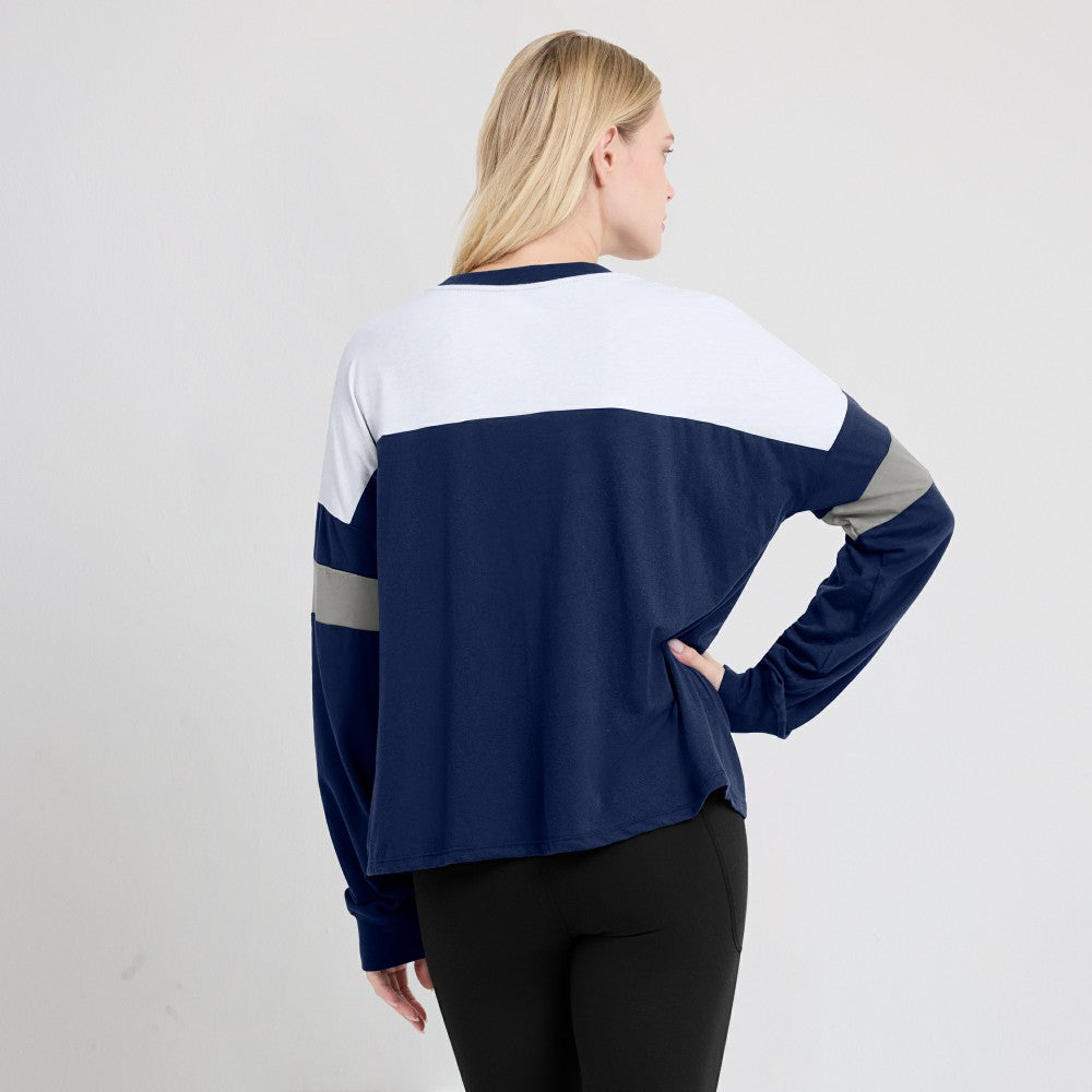 MLB Milwaukee Brewers Fanatics Women's Even Match Lace-Up Long Sleeve V-Neck T-Shirt