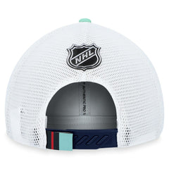NHL Deep Sea Blue Seattle Kraken Fanatics 2023 NHL Draft On Stage Trucker Adjustable Hat