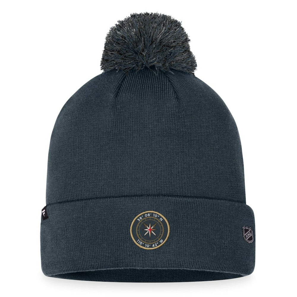 NHL Charcoal Vegas Golden Knights Fanatics 2023 NHL Draft Cuffed Knit Hat with Pom