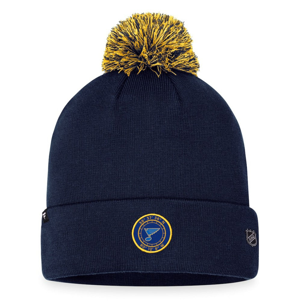 NHL Navy St. Louis Blues Fanatics 2023 NHL Draft Cuffed Knit Hat with Pom