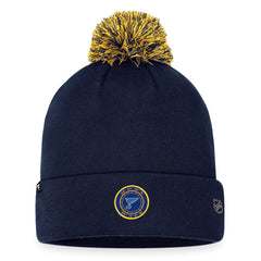 NHL Navy St. Louis Blues Fanatics 2023 NHL Draft Cuffed Knit Hat with Pom