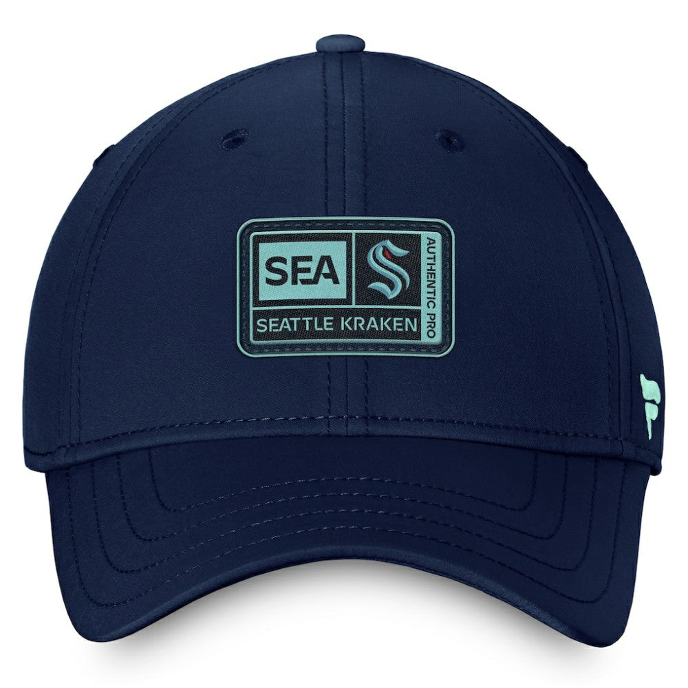 NHL This item will ship within 8 business days. Seattle Kraken Fanatics Authentic Pro Training Camp Flex Hat – Deep Sea Blue