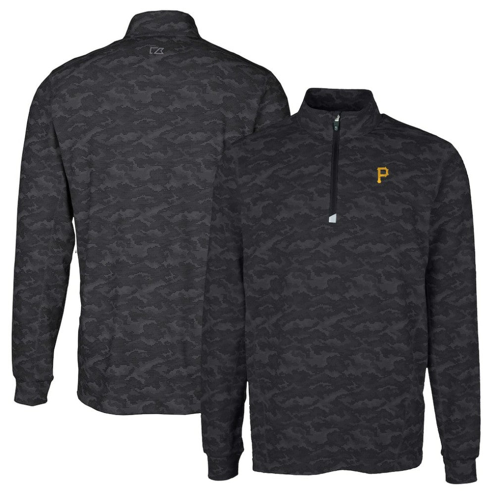 MLB Pittsburgh Pirates Cutter & Buck Big & Tall Traverse Camo Print Stretch Quarter-Zip Pullover Top