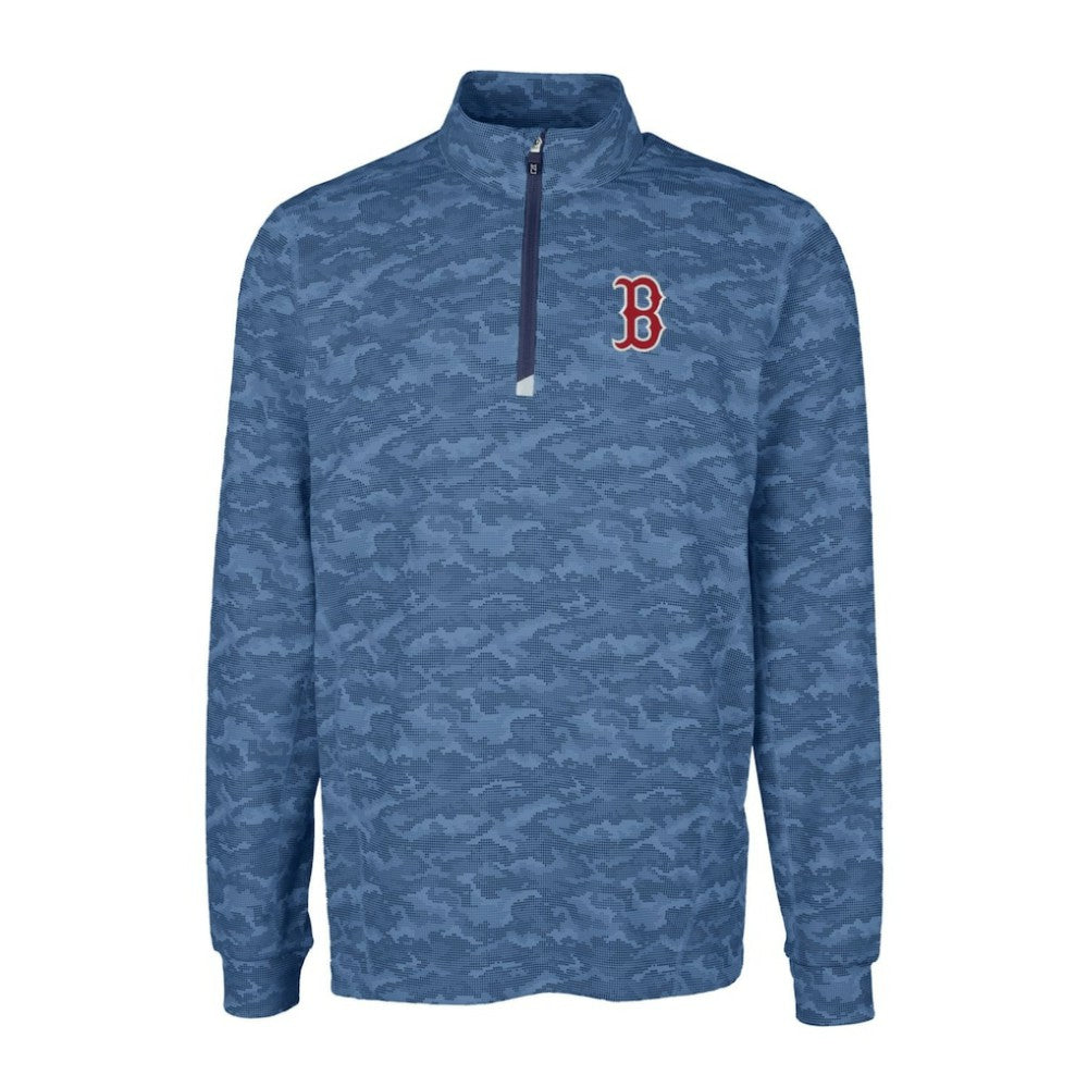 MLB Boston Red Sox Cutter & Buck Big & Tall Traverse Camo Print Stretch Quarter-Zip Pullover Top