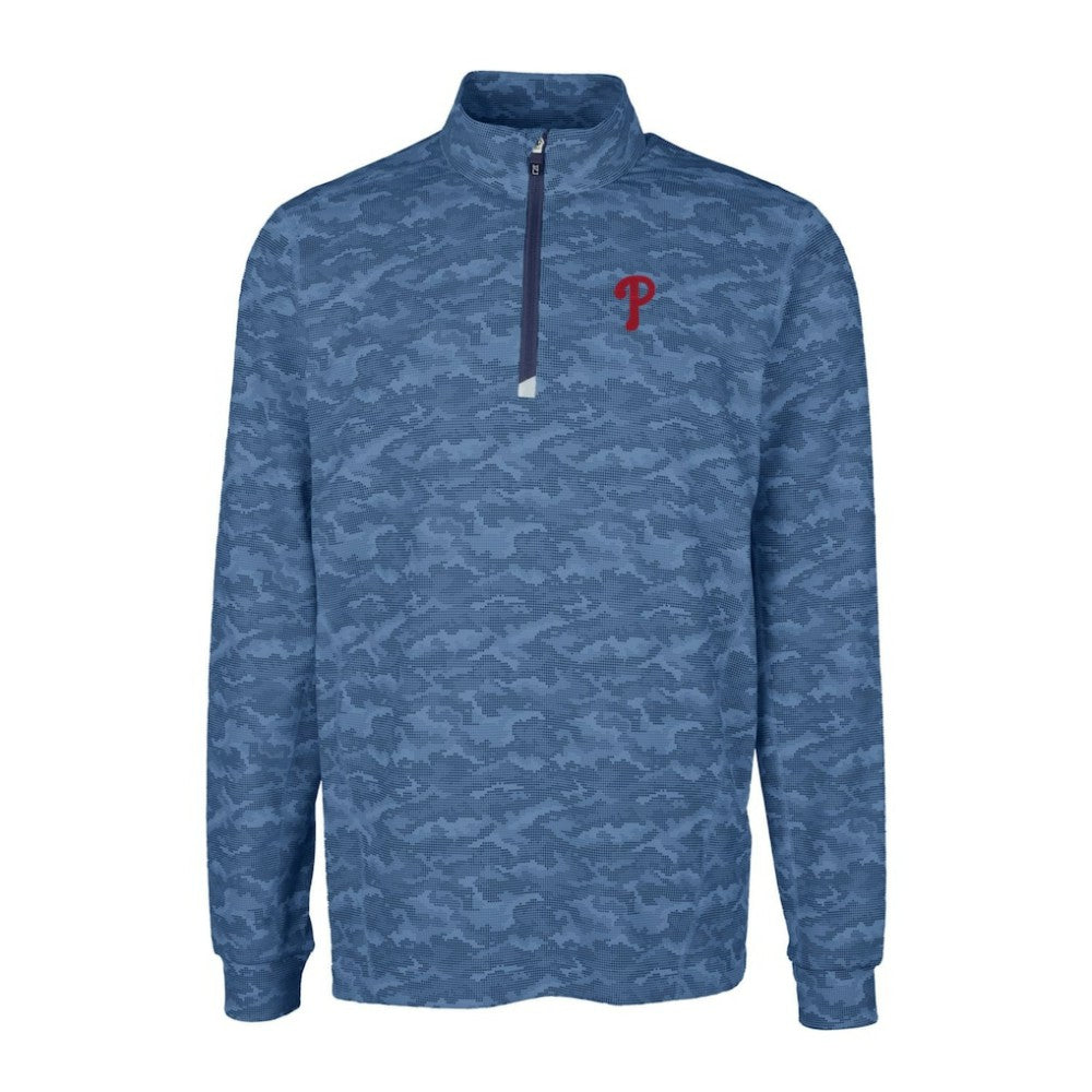 MLB Philadelphia Phillies Cutter & Buck Big & Tall Traverse Camo Print Stretch Quarter-Zip Pullover Top