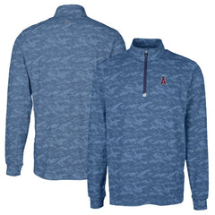 MLB Los Angeles Angels Cutter & Buck Big & Tall Traverse Camo Print Stretch Quarter-Zip Pullover Top