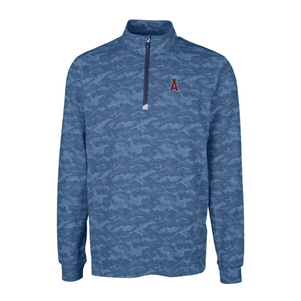 MLB Los Angeles Angels Cutter & Buck Big & Tall Traverse Camo Print Stretch Quarter-Zip Pullover Top