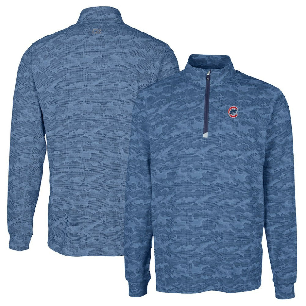 MLB Chicago Cubs Cutter & Buck Big & Tall Traverse Camo Print Stretch Quarter-Zip Pullover Top
