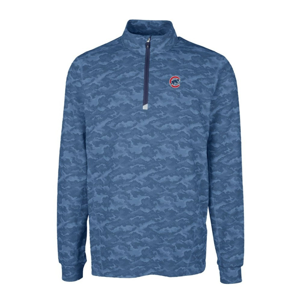 MLB Chicago Cubs Cutter & Buck Big & Tall Traverse Camo Print Stretch Quarter-Zip Pullover Top