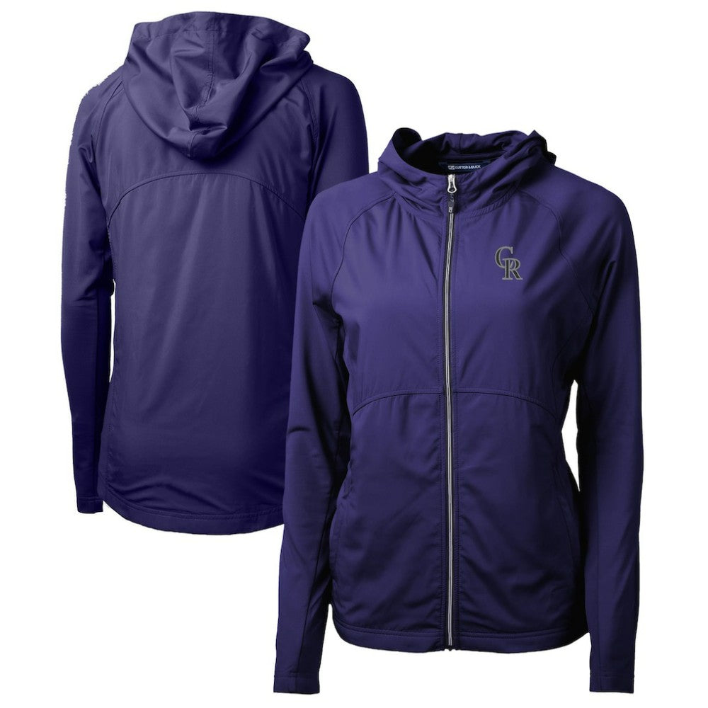 MLB Colorado Rockies Cutter & Buck Women's Adapt Eco Knit Hybrid Recycled Full-Zip Hoodie