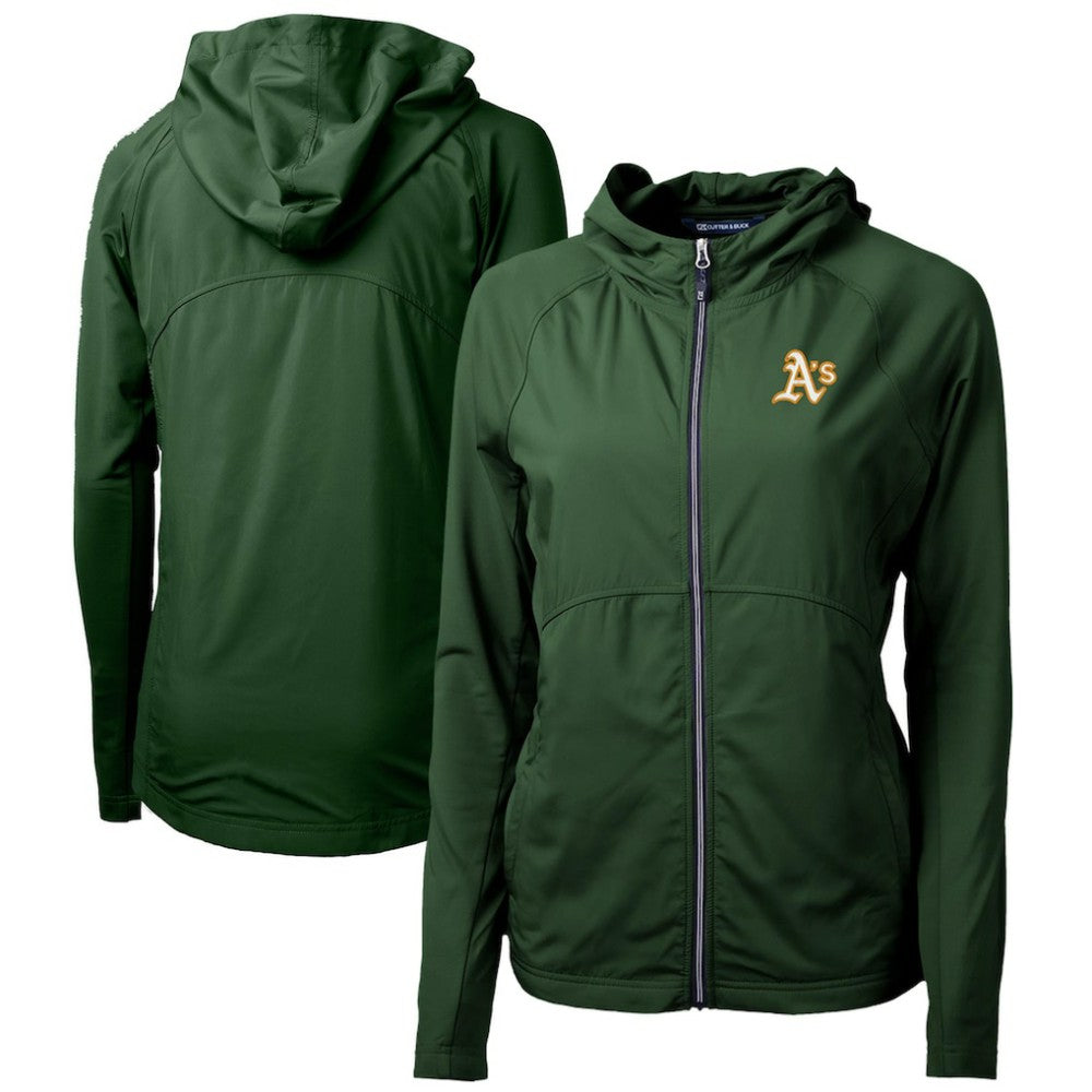 MLB Athletics Cutter & Buck Women's Adapt Eco Knit Hybrid Recycled Full-Zip Hoodie