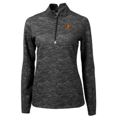 MLB Baltimore Orioles Cutter & Buck Women's Traverse Camo Print Stretch Quarter-Zip Pullover Top