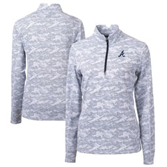 MLB Atlanta Braves Cutter & Buck Women's Traverse Camo Print Stretch Quarter-Zip Pullover Top