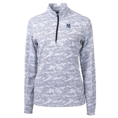 MLB New York Yankees Cutter & Buck Women's Traverse Camo Print Stretch Quarter-Zip Pullover Top