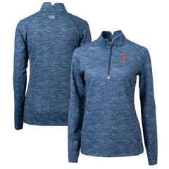 MLB Cleveland Guardians Cutter & Buck Women's Traverse Camo Print Stretch Quarter-Zip Pullover Top