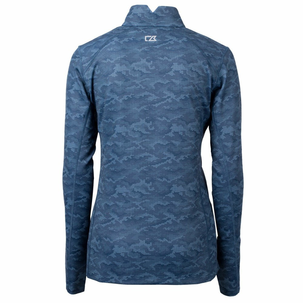 MLB Cleveland Guardians Cutter & Buck Women's Traverse Camo Print Stretch Quarter-Zip Pullover Top