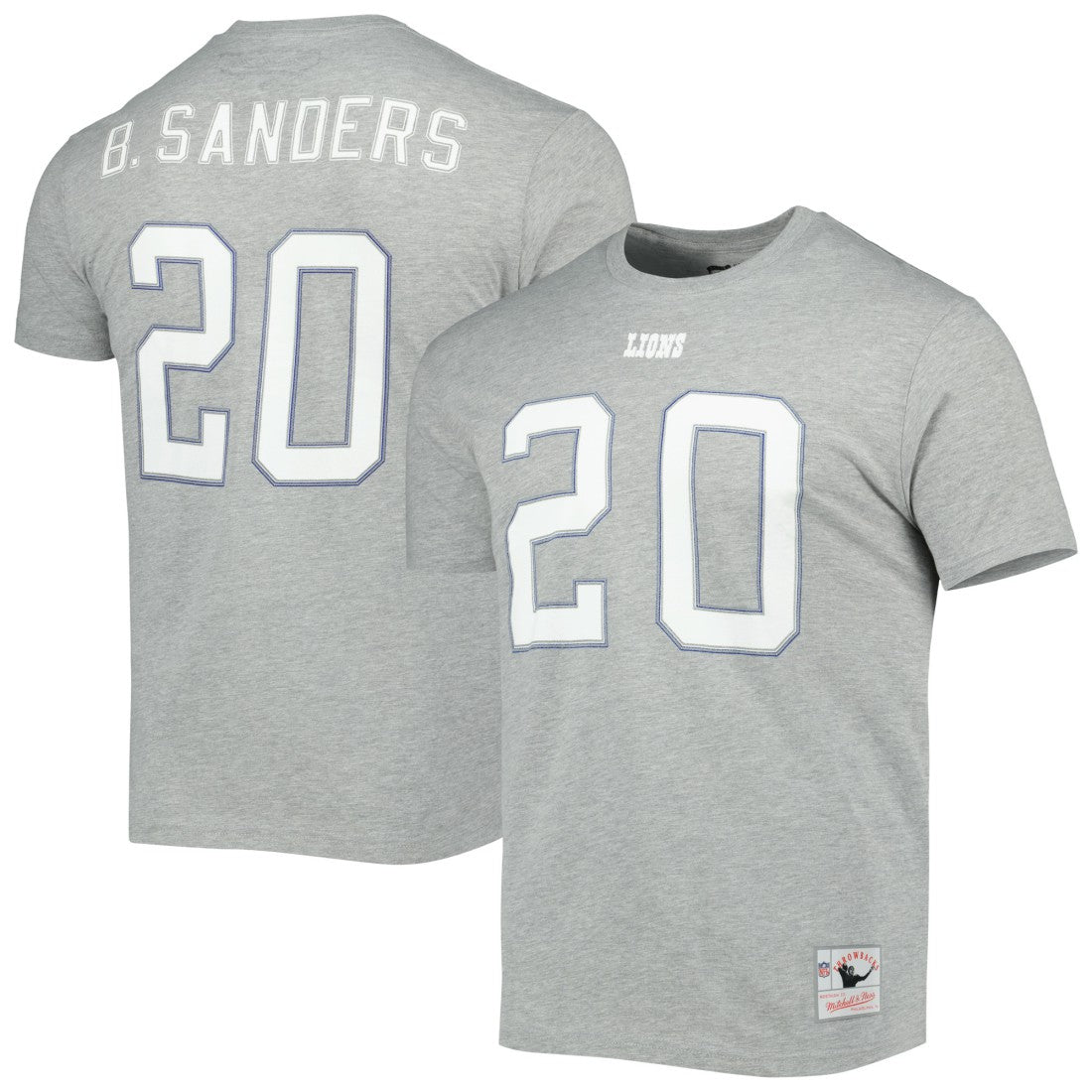 Barry Sanders  Retired Player Logo Name & Number T-Shirt - Detroit Lions