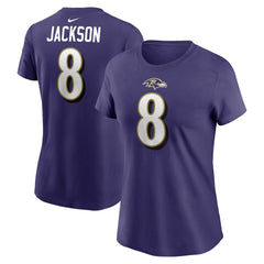 Lamar Jackson  Women's Player Name & Number T-Shirt - Baltimore Ravens