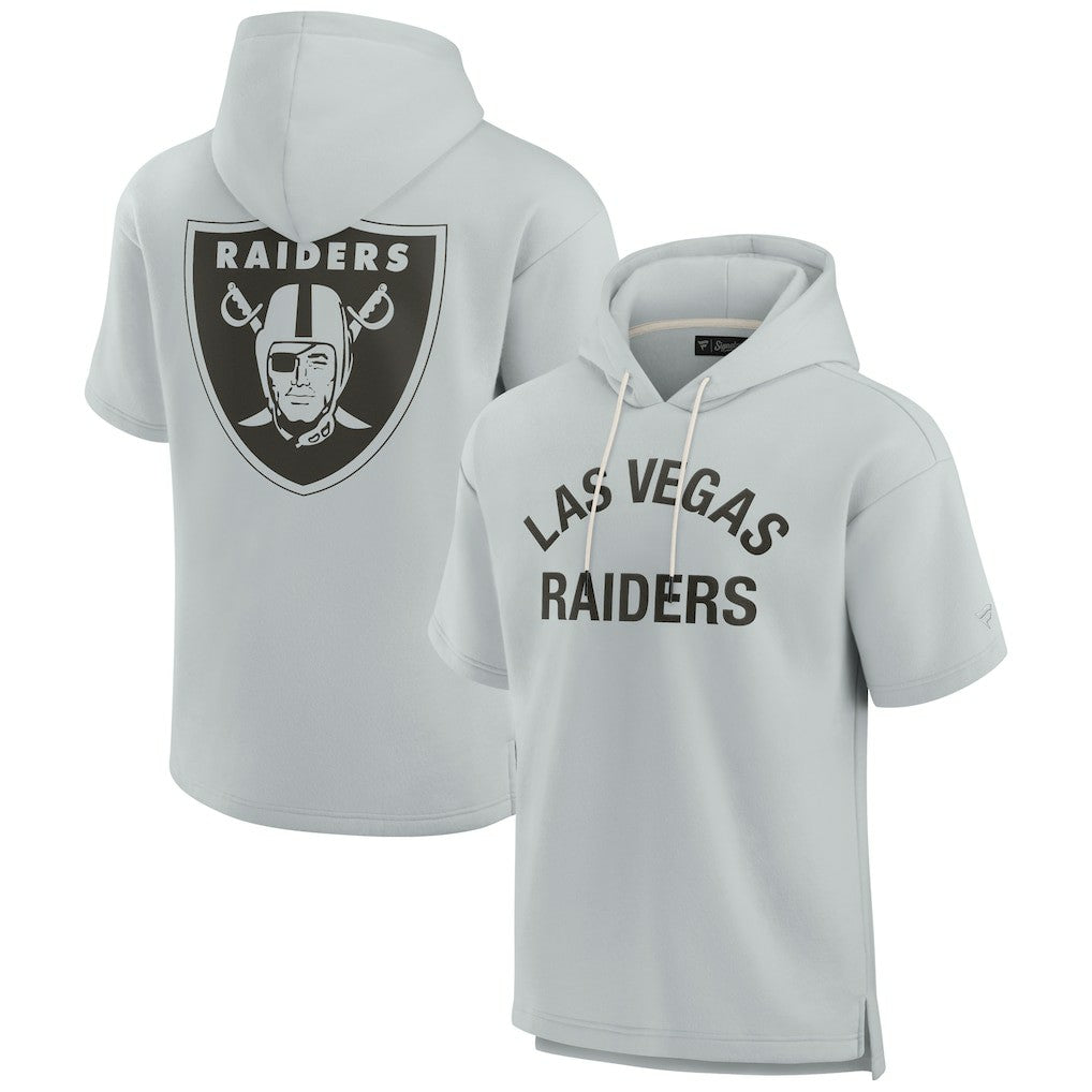 Unisex Elements Super Soft Fleece Short Sleeve Pullover Hoodie - Las Vegas Raiders