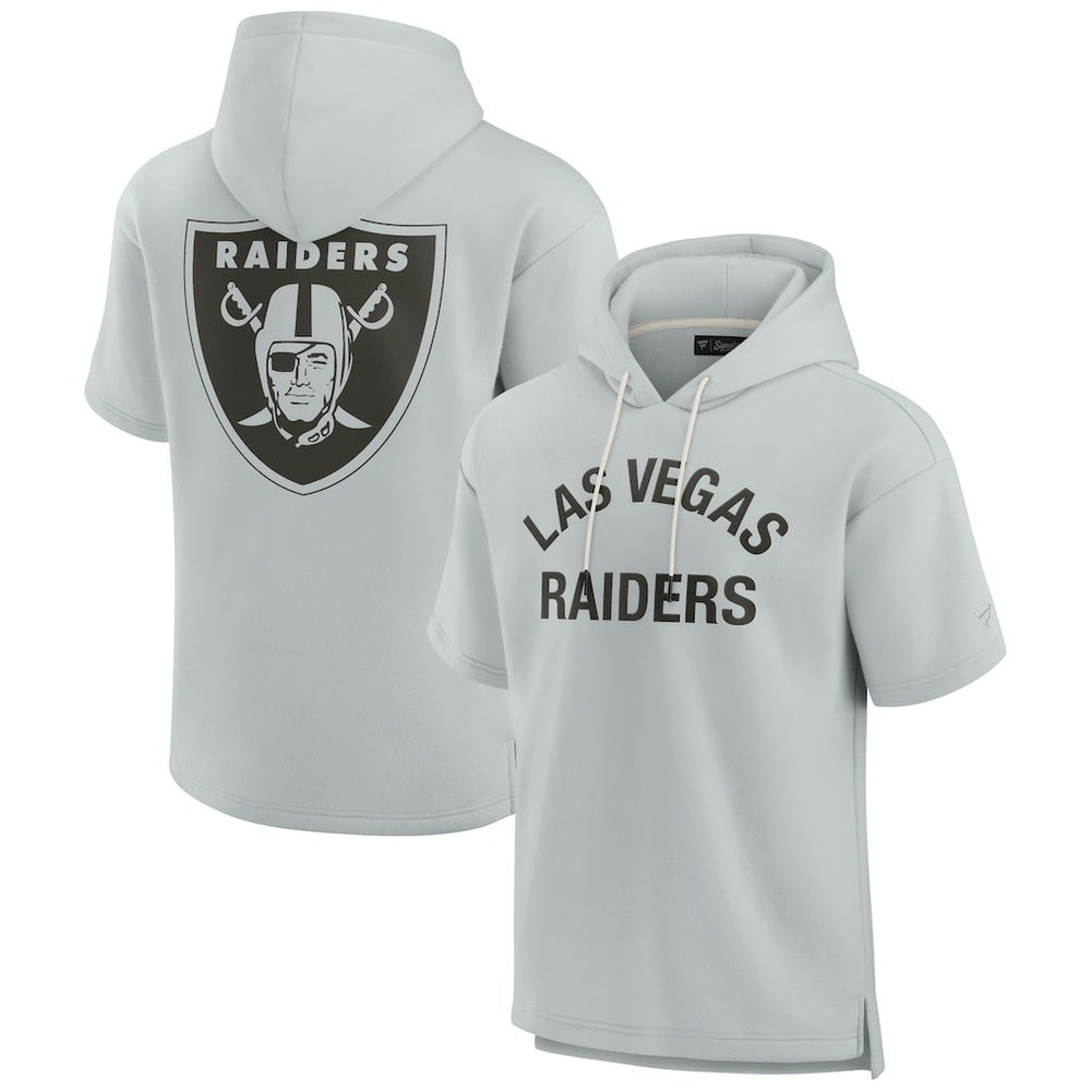 Unisex Elements Super Soft Fleece Short Sleeve Pullover Hoodie - Las Vegas Raiders