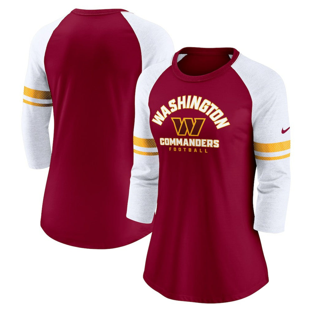 Women's Fashion 3/4-Sleeve Lightweight Raglan Fashion T-Shirt - Washington Commanders