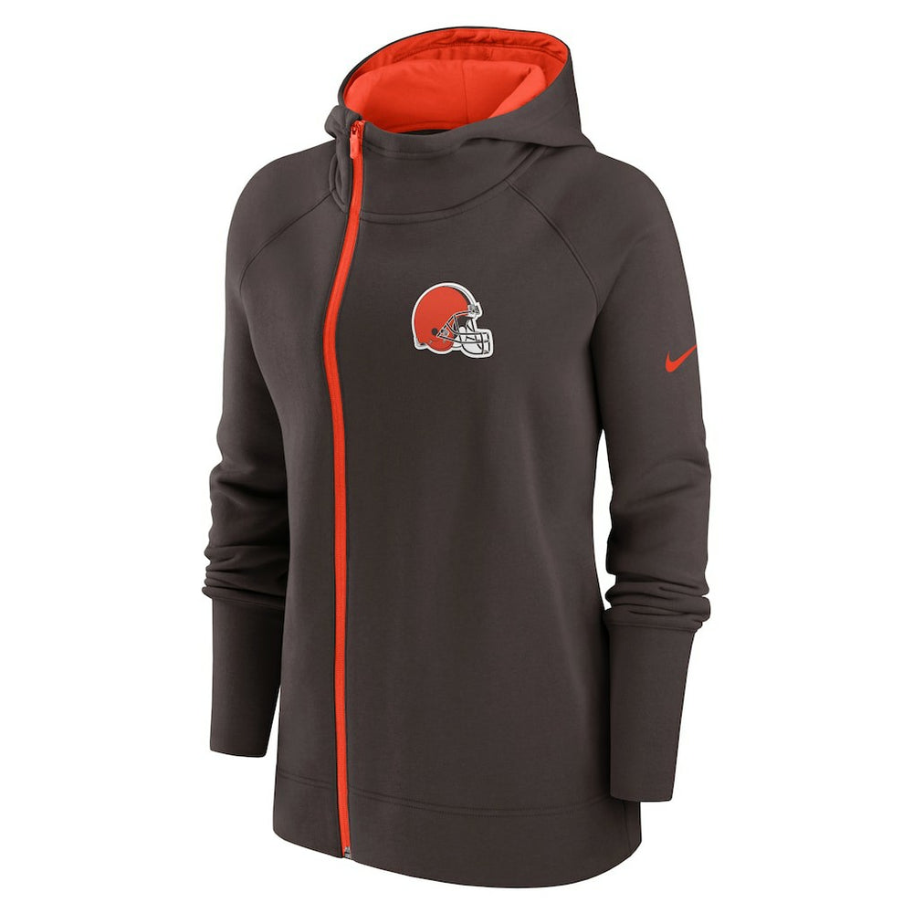 Women's Asymmetrical Raglan Full-Zip Hoodie - Cleveland Browns
