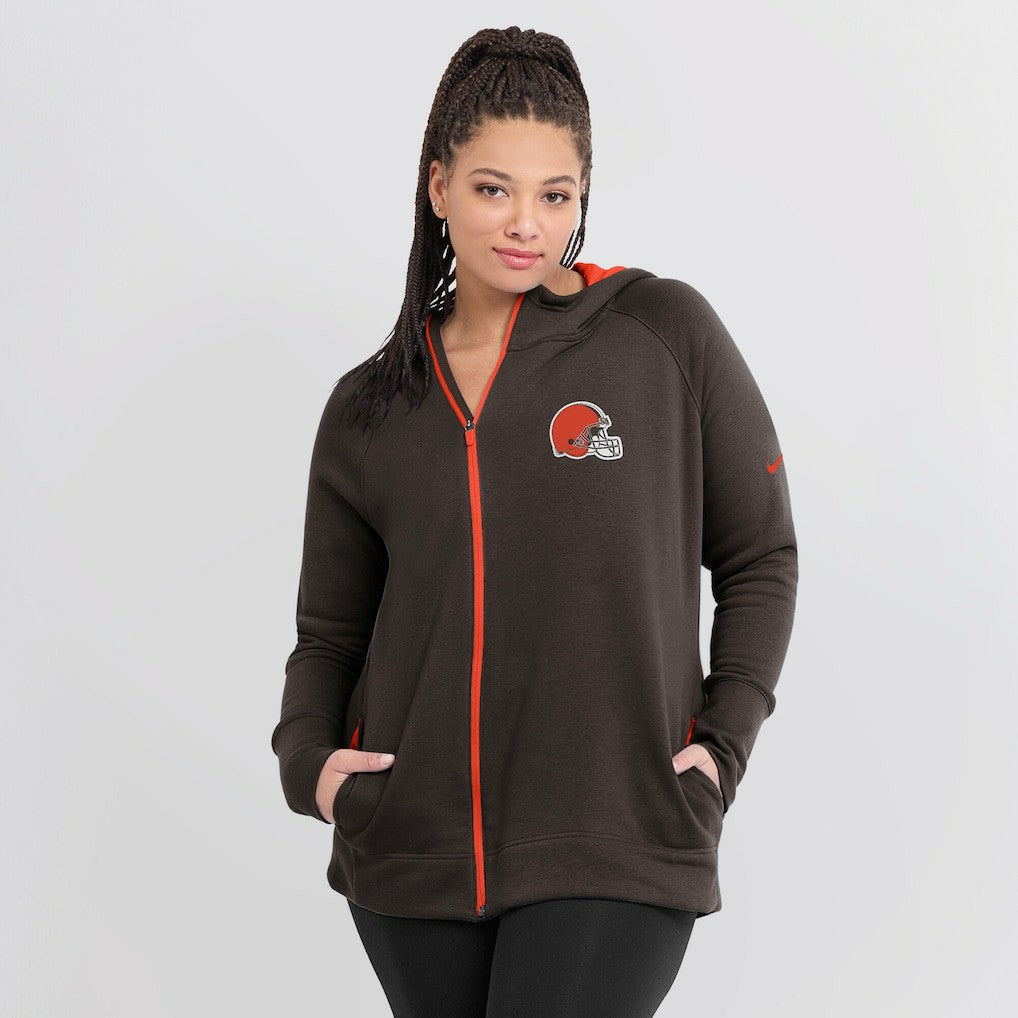 Women's Asymmetrical Raglan Full-Zip Hoodie - Cleveland Browns