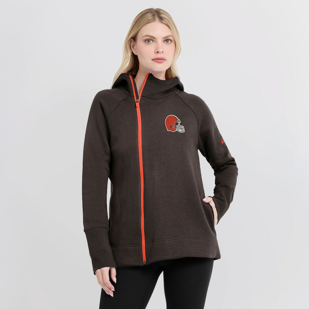 Women's Asymmetrical Raglan Full-Zip Hoodie - Cleveland Browns
