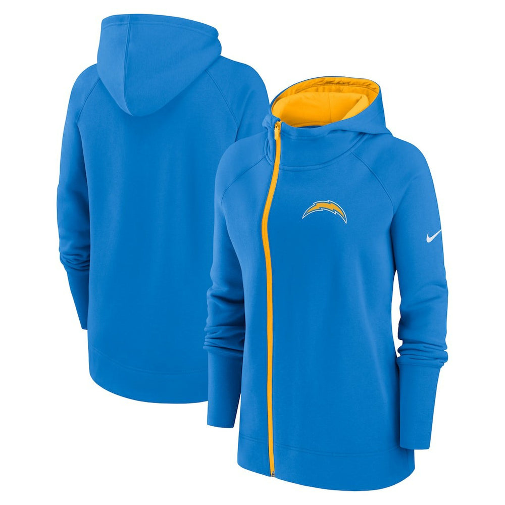 Women's Asymmetrical Raglan Full-Zip Hoodie - Los Angeles Chargers