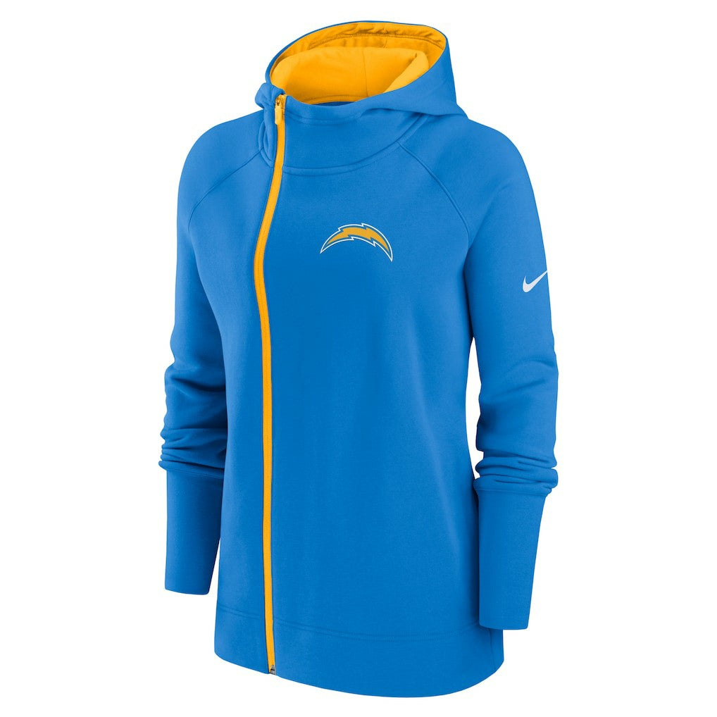 Women's Asymmetrical Raglan Full-Zip Hoodie - Los Angeles Chargers