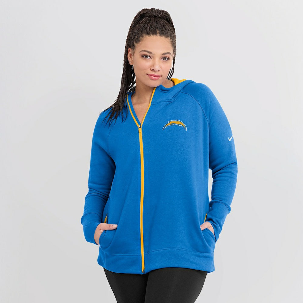 Women's Asymmetrical Raglan Full-Zip Hoodie - Los Angeles Chargers