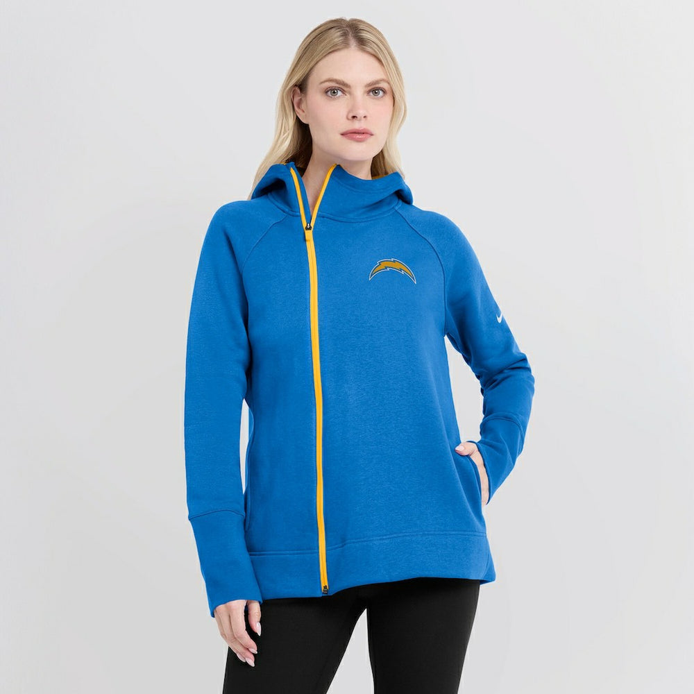 Women's Asymmetrical Raglan Full-Zip Hoodie - Los Angeles Chargers