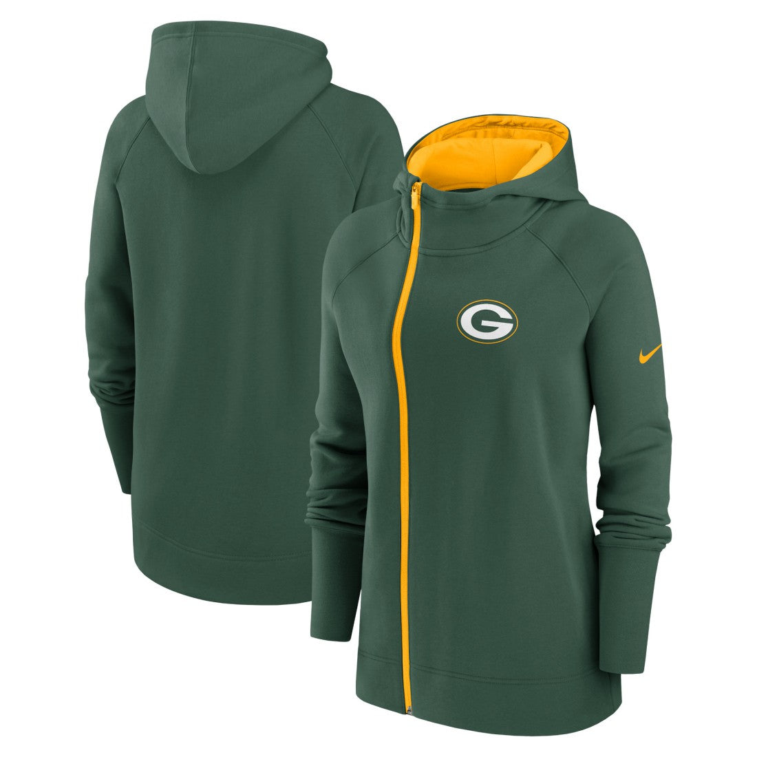 Women's Asymmetrical Raglan Full-Zip Hoodie - Green Bay Packers